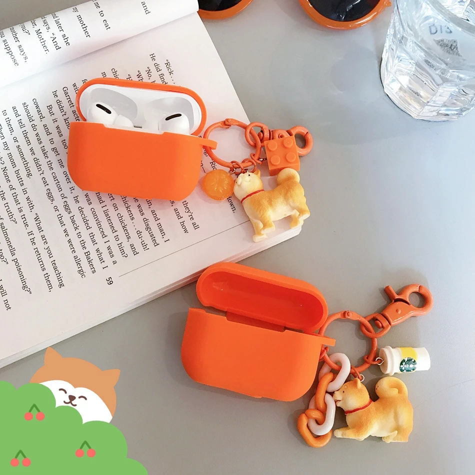 Чехол для Airpods Pro, роскошный чехол с подвеской в виде Сиба-ину, чехол для наушников с Bluetooth, чехол для AirPods 2, силиконовый чехол, противоударный чехол