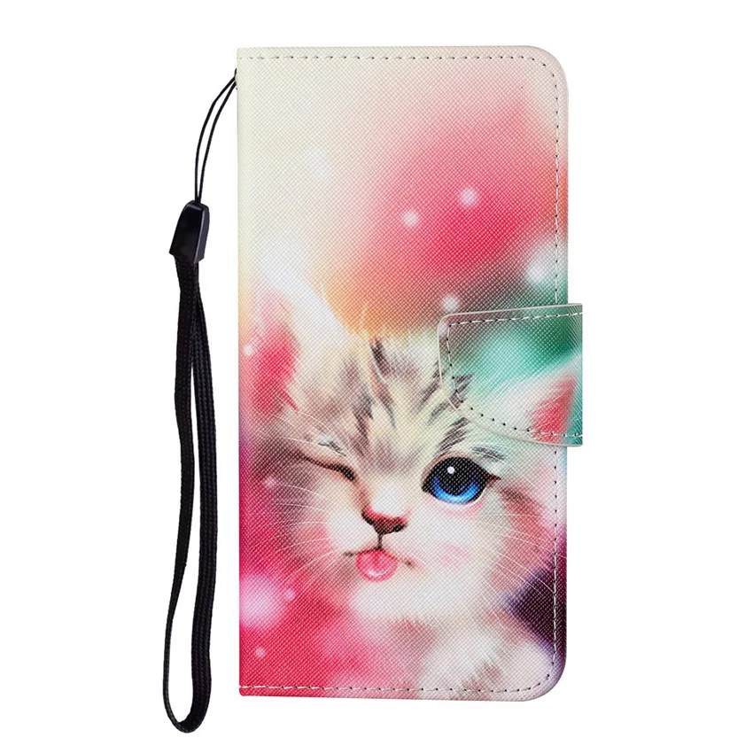 Flip Card Slot Wallet Leather Case For Redmi Note 5 5A Plus 6 7 7A 8 8A 9 9A 9C 9T 9S 10 10S Pro Cat Starry Sky Painted Cover