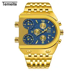 TEMEITE Мужские Модные металлические часы водонепроницаемые Бизнес Кварцевые наручные часы Мужские часы 2019 наручные часы Топ бренд класса