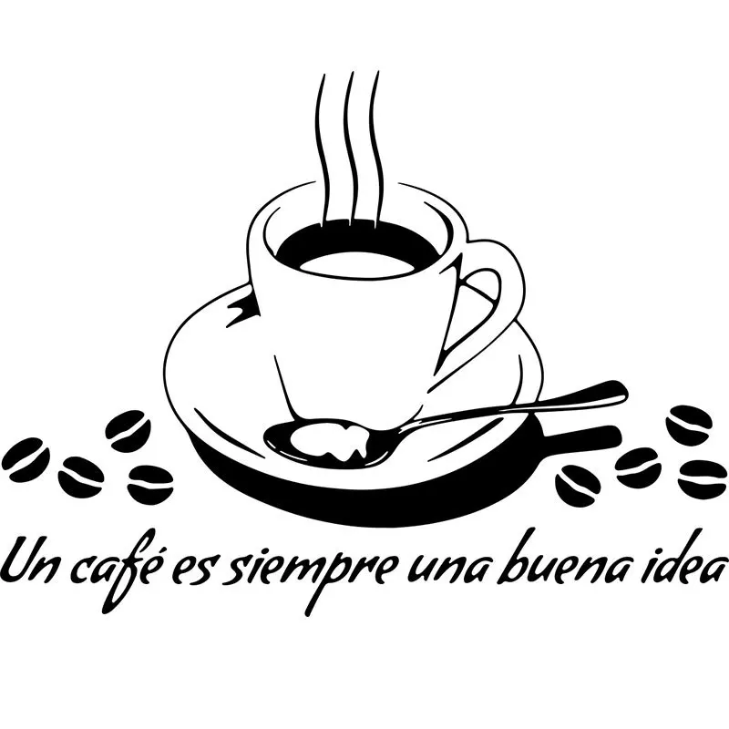 Wall Stickers Spanish Un Cafe Es Sirmpre Una Buena Idea for Living Room Restaurant Decor