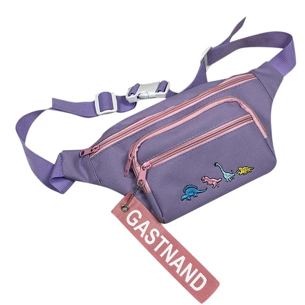 Женская большая поясная сумка с милым рисунком динозавра из мультфильма, женская сумка для мобильного телефона Harajuku, черный, фиолетовый, банан, поясная сумка Bel Cantasi# G2 - Цвет: Purple
