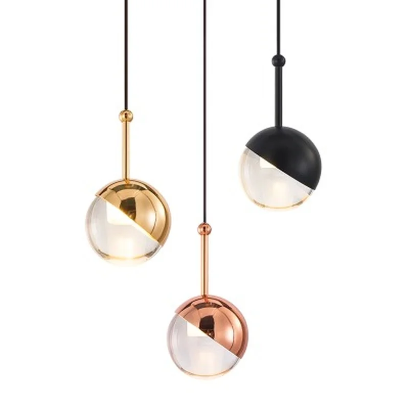 

Nordic Loft Rose Gold crystal Ball Pendant Light Personality Designer Aisle Bar Living Room Bedside Suspension Light Fixtures