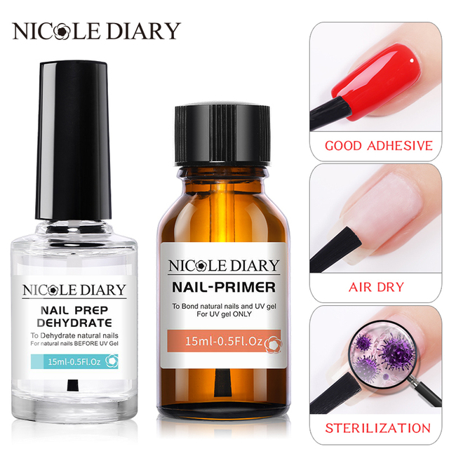 DIAYR 15ml Nail NAIL Prep Dehydrator and Nail-Primering Set Long Lasting Air Dry Sterlization Liquid for Gel Polish Tool