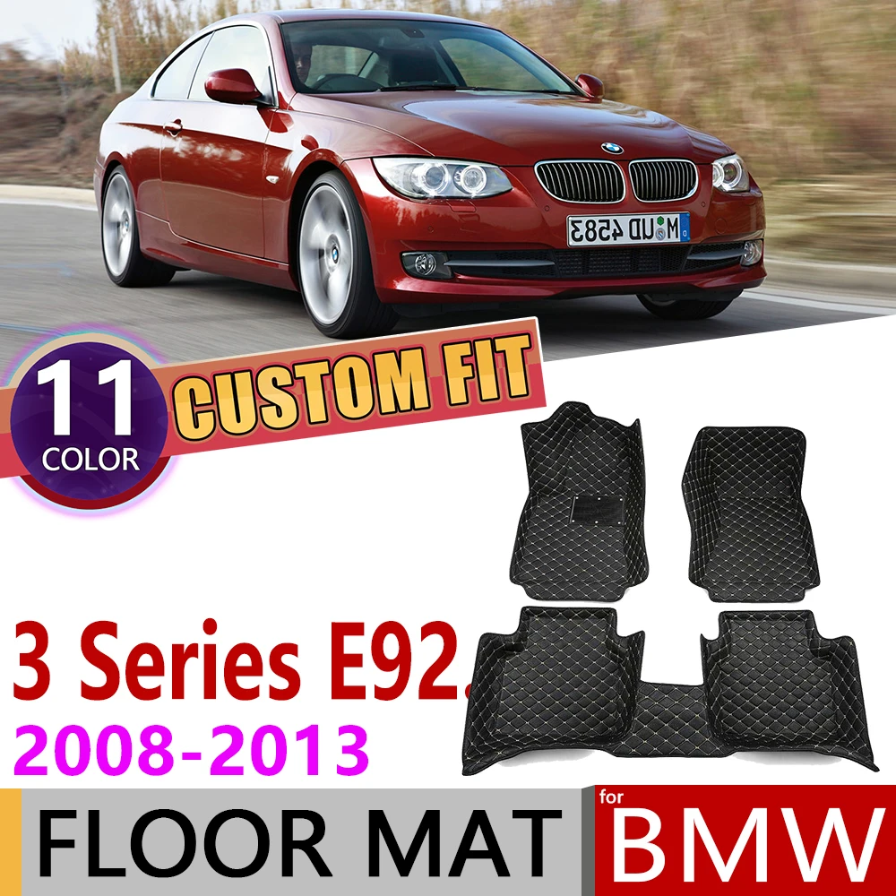 Custom Leather Car Floor Mat for BMW 3 Series E92 2-door Coupe 2008~2013 5 Seats Foot Pad Carpet Accessories 2009 2010 2011 2012 |