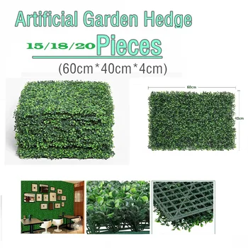 

15/18/20pcs 40x60CM ARTIFICIAL HEDGE BOXWOOD FENCE PRIVACY SCREEN PANELS UV PROTECTION FRESH FAUX FOLIAGE BACKDROP WALL DECOR