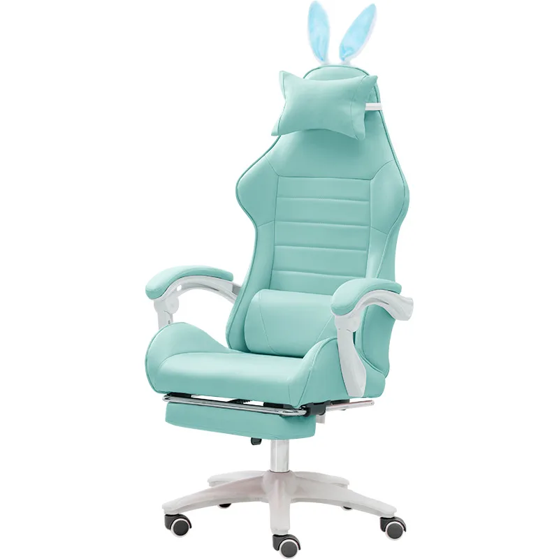 Cute pink gaming chair home girl anchor live broadcast ergonomic game athletic swivel chair computer chair macaron series 