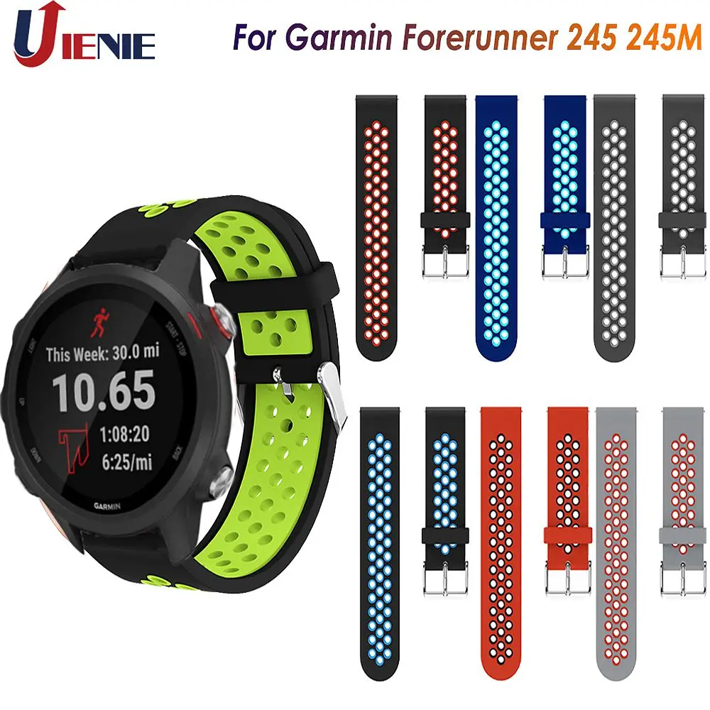 

20MM Silicone Strap Watchband for Garmin Forerunner 245 245M 645 Vivoactive 3 Smart Wristband Colorful Replacement Bracelet Band