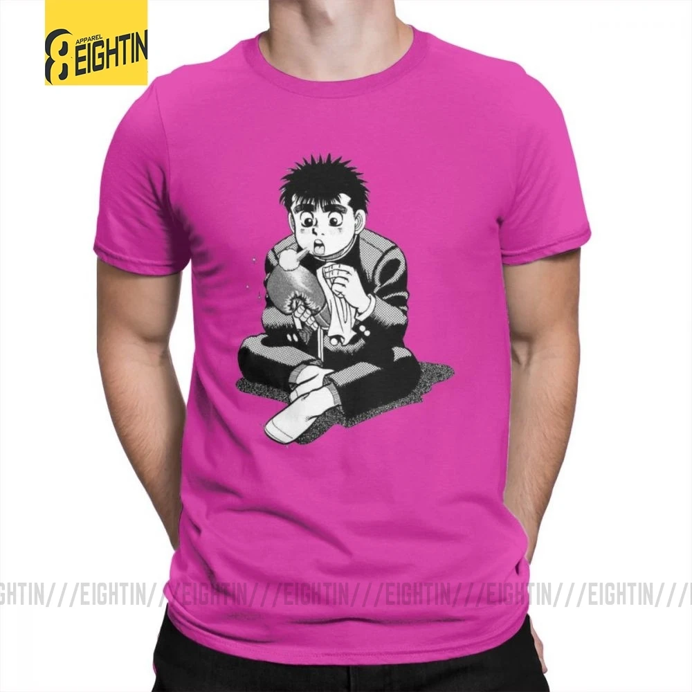 Hajime No Ippo Makunouchi, футболки с коротким рукавом, новинка, футболка, мужская, с принтом, вырез лодочкой, очищенный хлопок, футболки, спорт, бокс - Цвет: Fuchusia