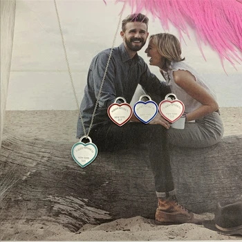 

Women Necklace Heart-shaped Hemming Enamel fashion Silverware Clavicle chain S925 Sterling silver Jewelry Valentine's Day gift