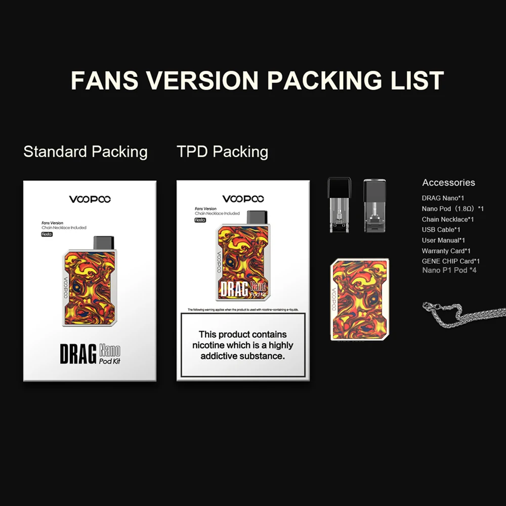 Набор VOOPOO Drag Nano Pod 750 мАч аккумулятор 1 6 мл емкость P1 мини картриджи вейп комплект