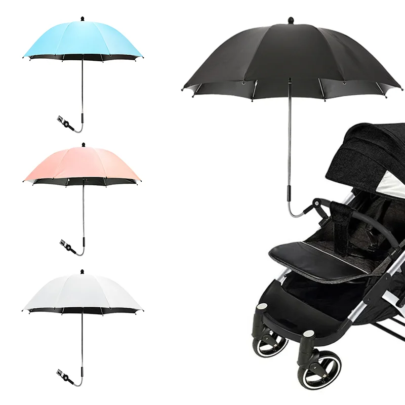 Universal Baby Stroller Folding Umbrella UV Sun Rain Protection Umbrella 360 Degrees Adjustable Sunshade Sun Visor Canopy Cover used baby strollers near me