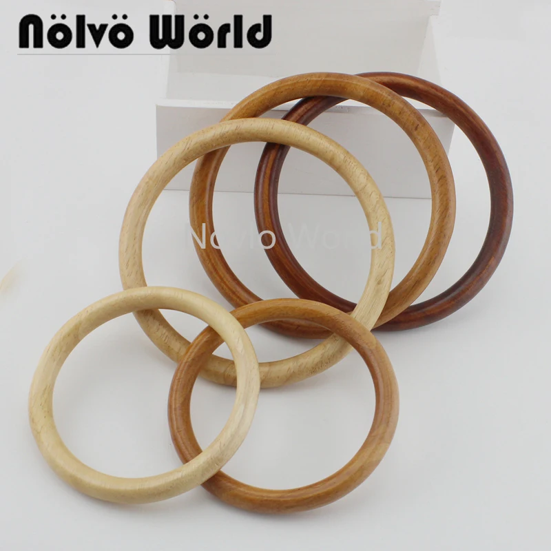 

2 pairs=4 pieces,11cm 14cm OKA Tree wood purse big O handle,Women knit purse dark brown round wood pen handles