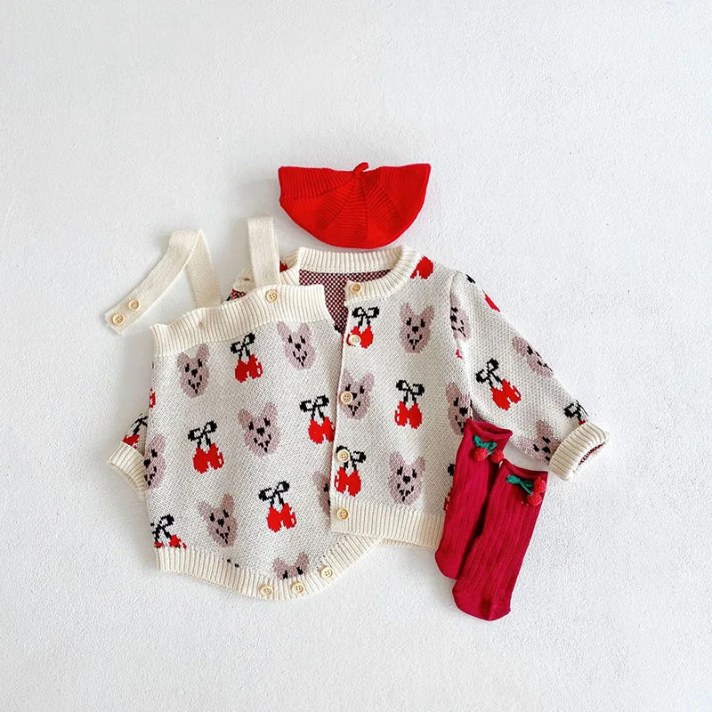 MILANCEL 2022  Spring New Baby Clothes Set Toddler Sweaters Bear Bodysuits  Pcs Girls Suits baby clothes penguin set