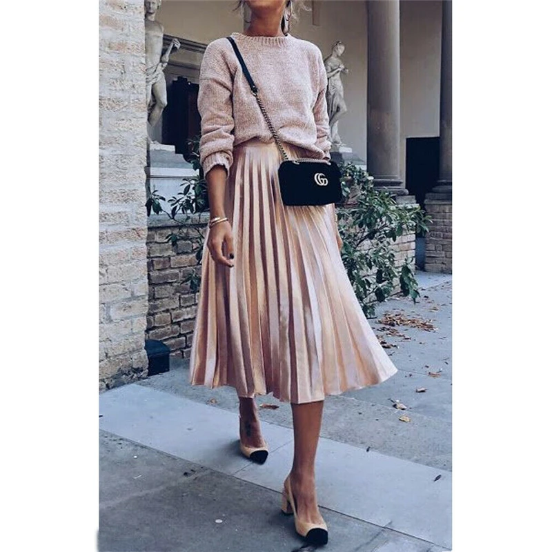 Fashion Women Lady Girl High Waist Long Pleated Skirt Elegant Evening Party Club OL Ladies jupe femme dames Streetwear Fashion Women Lady Girl High Waist Long Pleated Skirt Elegant Evening Party Club OL Ladies jupe femme dames Streetwear