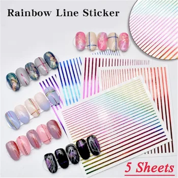 

5Pcs/Set Random Color Straight Curve Lines Nail Sticker Self-Adhesive Striping Tape Nail Art Manicure Decoration for Nail Design