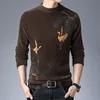 Chinese Style Crane Pattern Sweater Men Fashion Casual Pullover Winter Quality Velvet Soft Comfortable Knitted Luxury Pull Homme 3