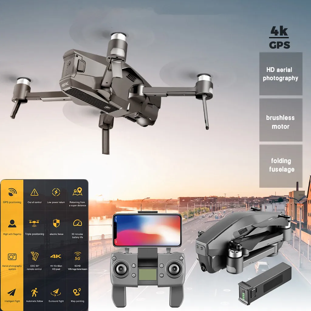 Gps 5G wifi FPV 4K Ультра-Регулируемая HD камера бесщеточный складной Радиоуправляемый Дрон