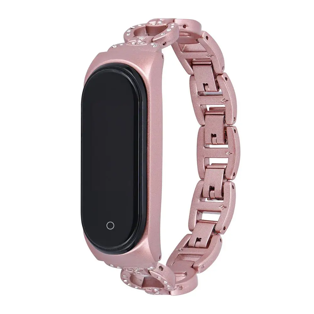 Diamond Stainless Steel bracelet For Miband3 Strap Mi Band 5 for Women Xiaomi MiBand 4 Smart Watch wrist band Accessories | Наручные часы