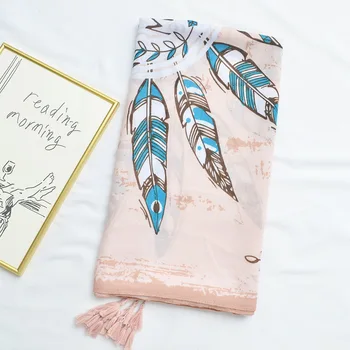 

Pink Dreamnet Scarf Feather Silk Scarf Beach Scarf Cotton and Hemp Scarf