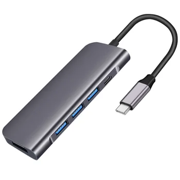 

Multifuctional Aluminum Alloy USB C Dongle Splitter USB C Hub Type C to USB 3.0 65W PD 4K HDMI Adapter for Notebook Laptop PC