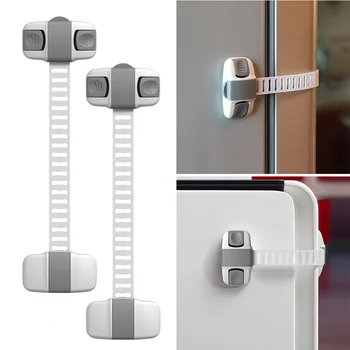 

2 Pc Child Security Lock Multifunction Protective Wardrobe Lock Baby Infant Anti Pinch Hand Protecting Device (Grey)