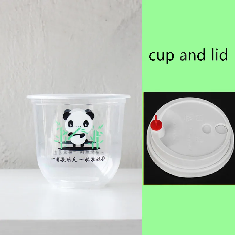 cup and lid3 50 шт одноразовые кофейные чашки в форме U для дня рождения, для вечеринки, для мороженого, молока, чая, сока, пластиковые стаканчики, упаковка на вынос с крышкой - Цвет: cup and lid3