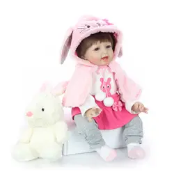 Кукла Bebes reborn 55 см Розовый Кролик Девочка мягкая силиконовая кукла Boneca Reborn Brinquedos детские подарки на день игрушки