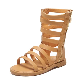 

Korean Style Roman Girls Sandals 2020 Summer Hollow Children's Open Toe High-Top Sandals Conforts Non-Slip Flat Shoes