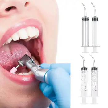 

8pcs 12cc Disposable Dental Syringe Curved Cusp Transparent Measuring Scale Elbow Tip Washing Irrigation Teeth Cleaner