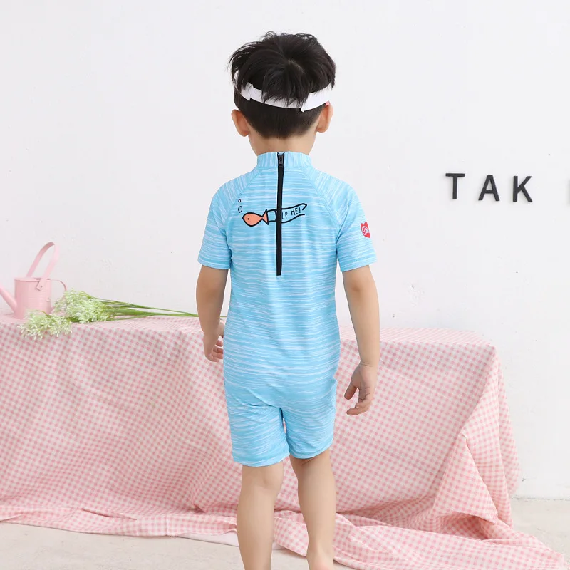 

KID'S Swimwear BOY'S Cartoon Printed Ultra-stretch Half Sleeve One-piece Diving Suit Infants Cute Male Baby Swimming Suit