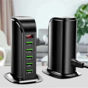 

Universal 5 Port USB Charger HUB LED Display Multi USB Charging Station Dock Universal Mobile Phone Desktop Wall Home EU US Plug