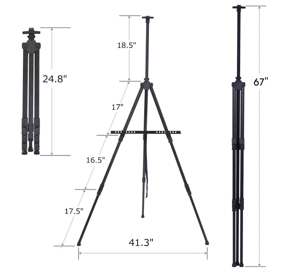Portable Adjustable Metal Sketch Easel Stand Foldable Travel Easel Aluminum Alloy Sketch Drawing