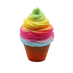 OCDAY забавная игрушка мягкое Радужное Мороженое Супер медленное нарастающее при сжатии силиконовые формы для выпечки антистресс ребенок