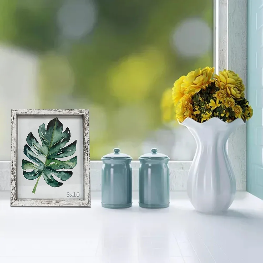 Винтажные рамы для картин из потертого стекла с белой текстурой древесины