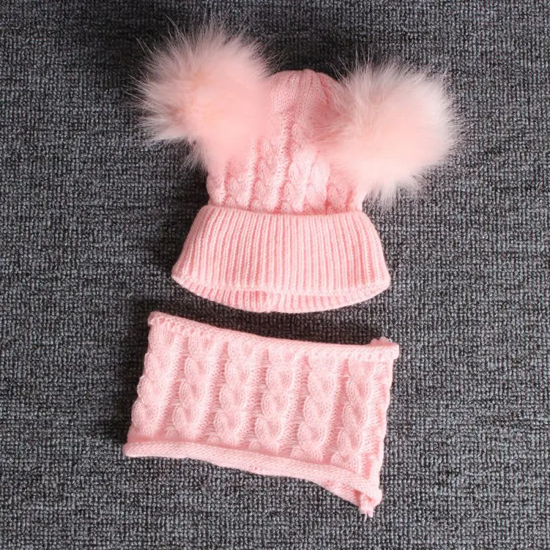 Вязаная Детская шапка для девочек и мальчиков; теплые зимние аксессуары для малышей; комплект из 2 предметов: шапочка+ шарф - Цвет: A3