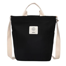 Women Zipper Causal Shoulder Bag Korean Style Canvas Adjustable Strap Handbags Large Capacity Lightweight Multi Pockets Reusable