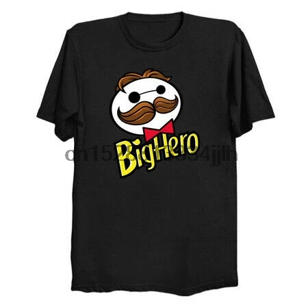 Большой Герой Baymax Pringles Картофельная закуска черная футболка Hiro Hamada S-3XL | Мужская