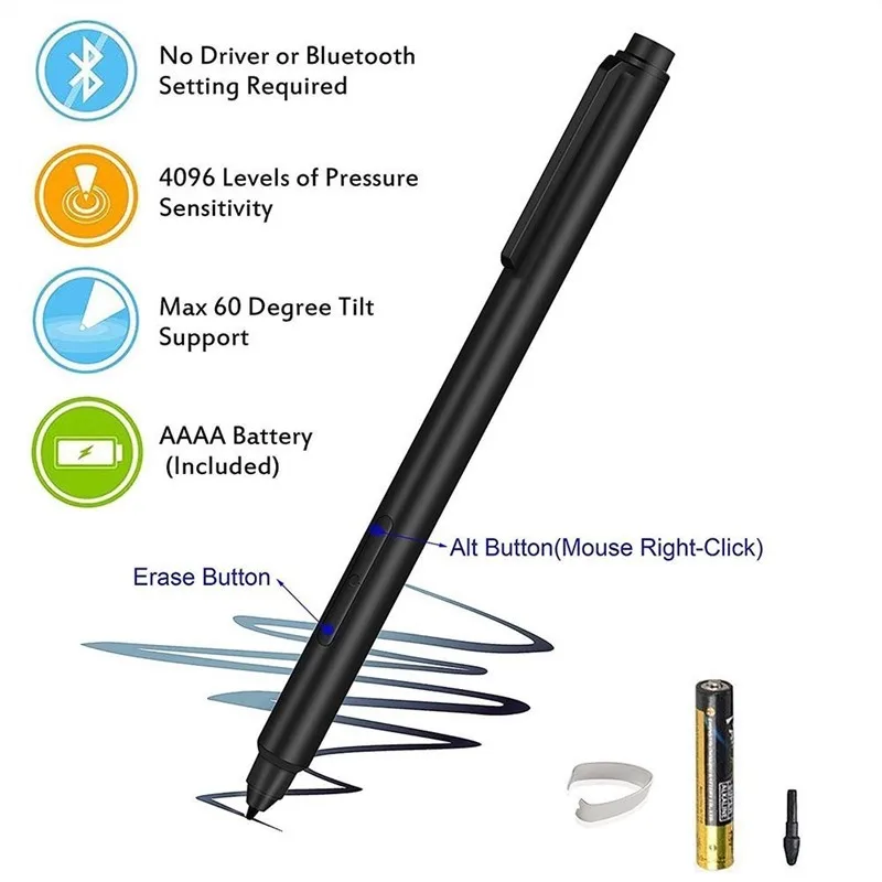 

Surface Pen For Microsoft Surface Pro 4 Surface Pro 3 High Fidelity Writing Drawing Or Painting With 4 Tips-Silver Tablet Pen