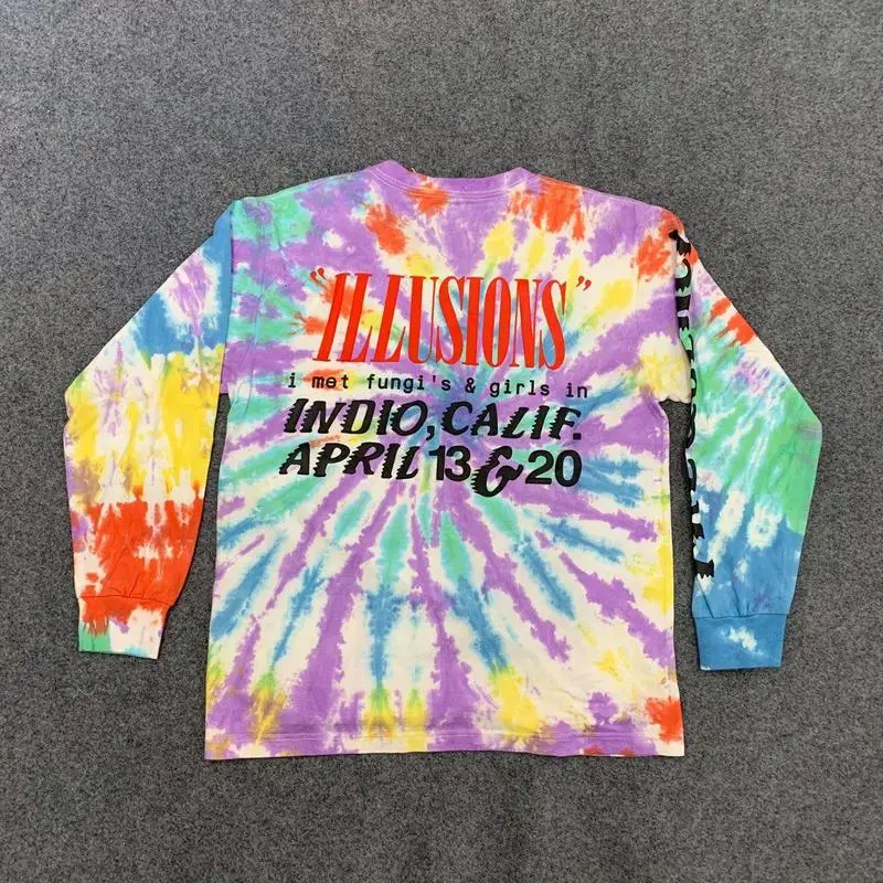 19SS CPFM XYZ иллюзии Tie Dye рубашка с длинным рукавом 1:1 версии kanye west футболки для мужчин