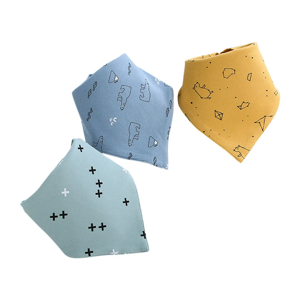 Baby saliva towel bib Baby Bibs Saliva Towel Baby Boys Girls Feeding   bib newborn cotton triangle scarf 3 pencil bears