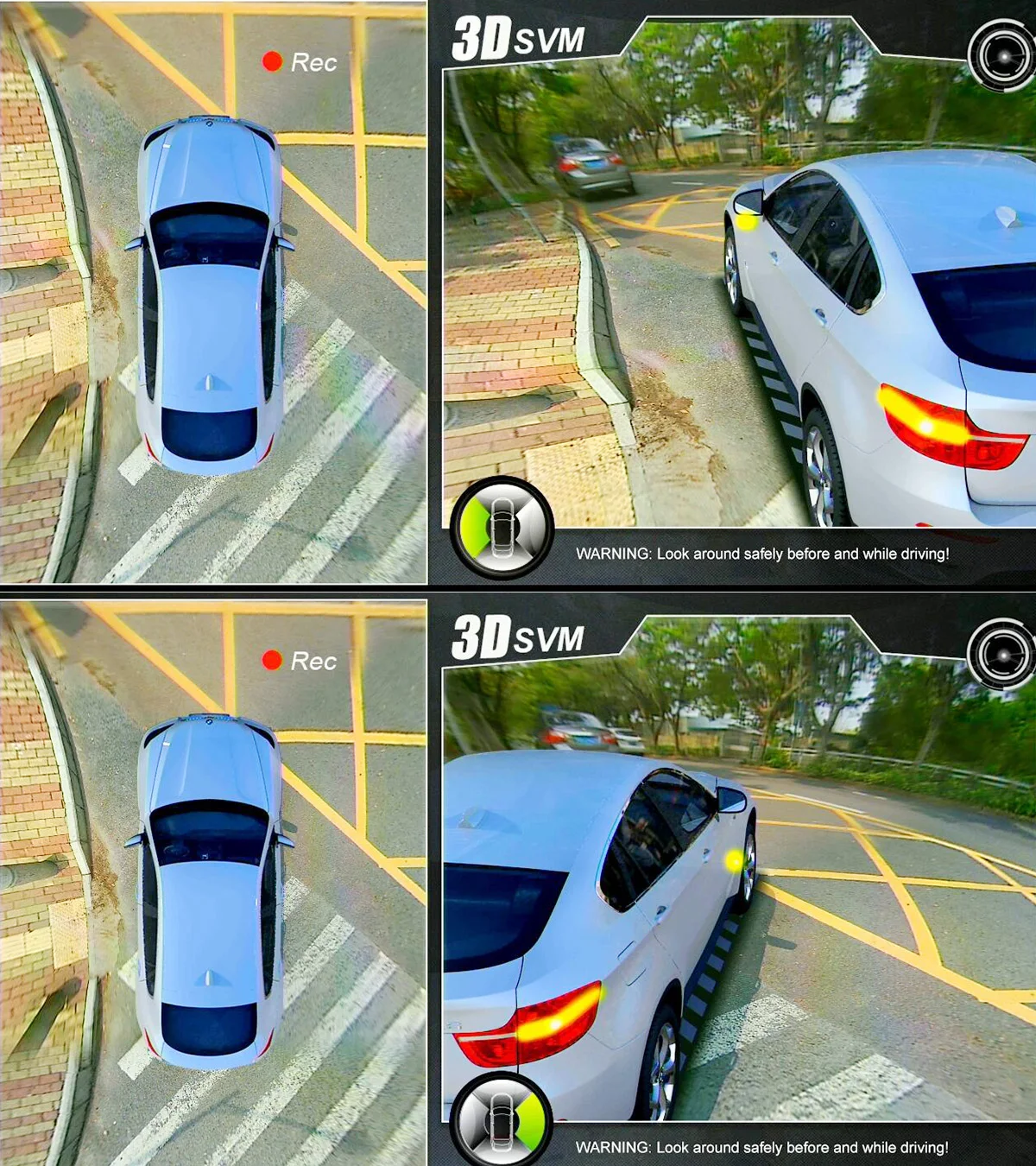  3D HD Surround View Monitoring System 360 Degree Driving Bird View Panorama Car Cameras 4-CH DVR Re
