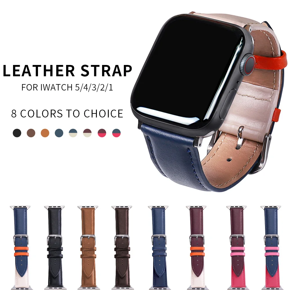 

band for apple watch strap Genuine leather loop 42mm 38mm watchband for iwatch 44mm 40mm series 5/4/3/2/1 bracelet accessories