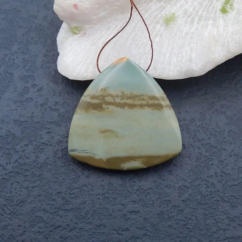 Sale 1Pcs Natural Stone Us Biggs Jasper Gemstone DIY Jewelry Pendant Bead For Necklace 40x40x8mm 21g | Украшения и аксессуары
