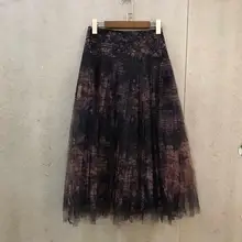 Весенняя роскошная женская шелковая юбка высокого качества, Женская плиссированная юбка миди, rmsx 12,09