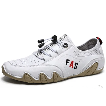 

Moccasin Men's Shoes Man Leather Slip on Casual Sneaker Large Size Flat Loafers for Men Fashion Mesh Breathable Summer Shoes M3