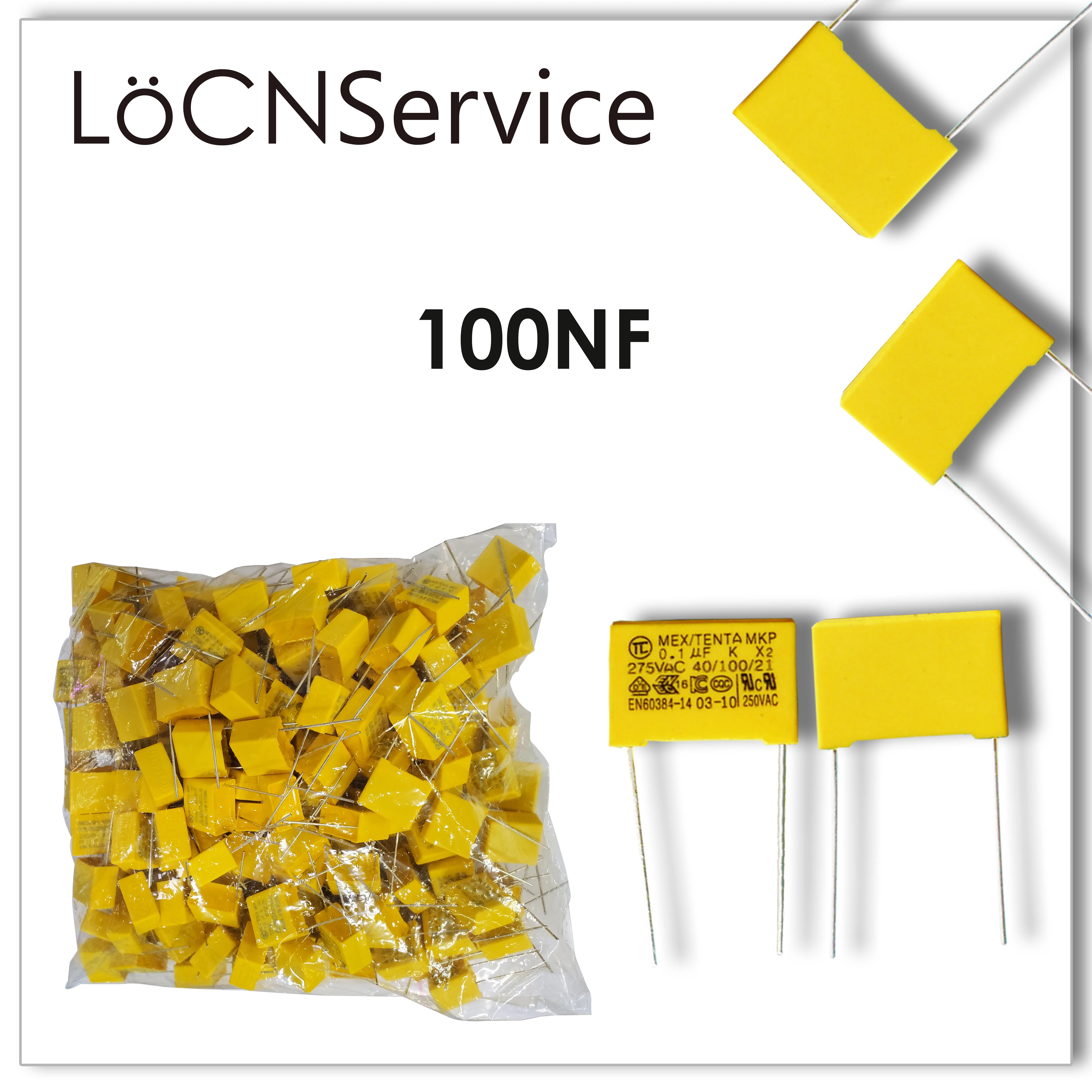 LoCNService 100NF 500 шт. 1000 Безопасность конденсатор с алюминиевой крышкой X2 275VAC высокого