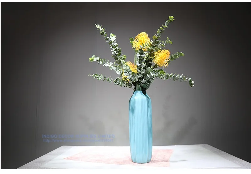 Индиго-желтый Leucospermum Cordifolium(3 цветка+ 3 листа) лист эвкалипта главное украшение цветка