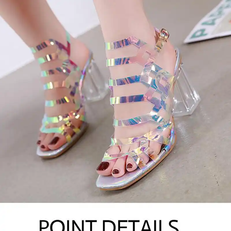 chunky heel jelly sandals