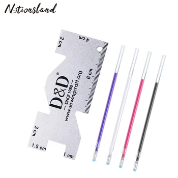

1Pc Heat Erase Fabric Marker Pen&Metal Sewing Measuring Gauge Quilting Rulers for DIY Patchwork Needlework Sewing Accessories
