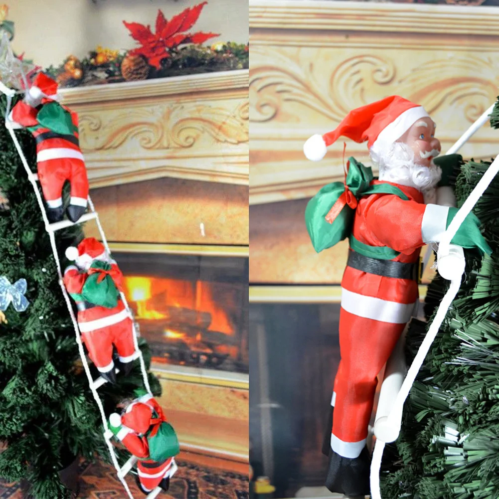 Christmas Santa Claus Climbing Stairs On Rope Ladder Xmas Trees Hanging Home Decor Gift for Christmas Decorations